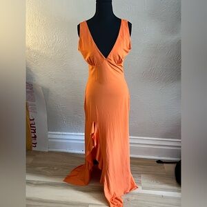 Elegant Orange Sleeveless Dress